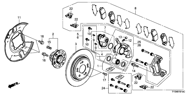 2014 Acura RLX  Rear Genuine Acura Pad Set Diagram for 43022TY2A01