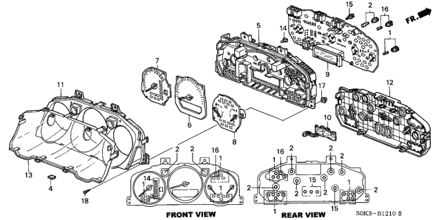 1999 Acura TL  Meter Assembly, Fuel & Temperature Diagram for 78130S0KA01