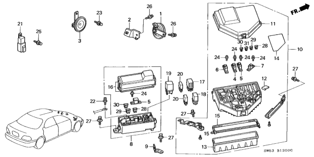 1997 Acura TL  Cover Diagram for 38256SW5003