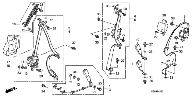 2010 Acura ZDX  Boot, Floor Diagram for 91608S5A003