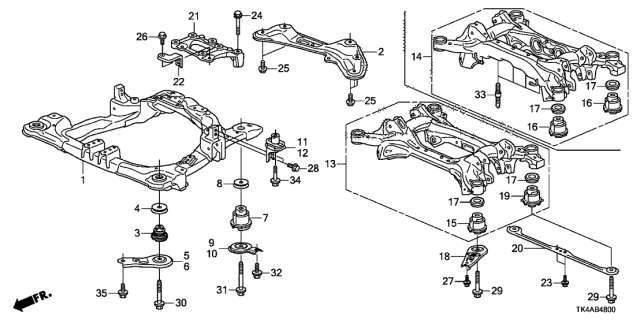 2014 Acura TL Sub-Frame, Front Suspension (4Wd) Diagram for 50200TK5A02