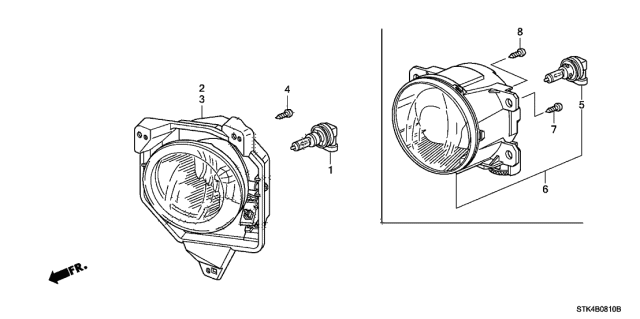 2007 Acura RDX Foglight Unit, Passenger Side Diagram for 33901STKA01