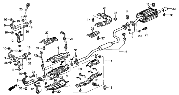 2000 Acura Integra  Gasket, Exhaust Flexible (50.8Mm-64Mm) Diagram for 18229S04X12