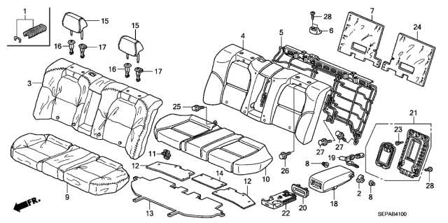 2008 Acura TL  Armrest Assembly, Center (Graphite Black) (Leather) Diagram for 82180SEPA02ZA
