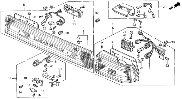 1989 Acura Legend  Bulb (12V8W) Diagram for 34909505003