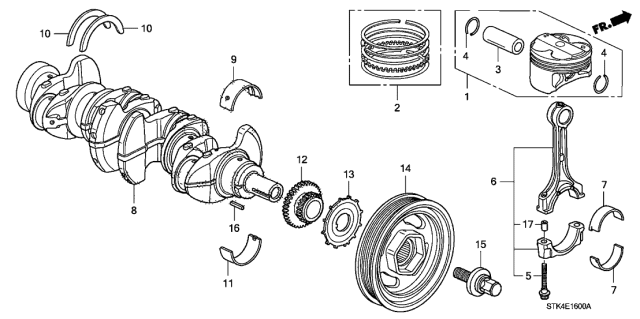 2010 Acura RDX  Bolt, Connecting Rod Diagram for 13204RWCA01