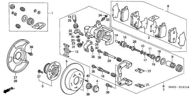 2005 Acura RSX  Rear Disc Brake Pad Kit Diagram for 43022S5AJ01
