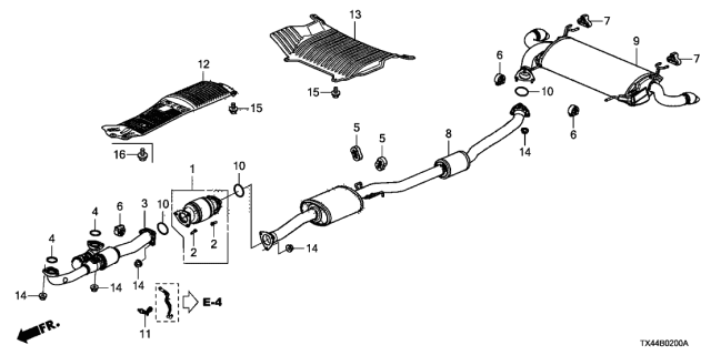 2018 Acura RDX Pipe B, Exhaust Diagram for 18220TX4A02