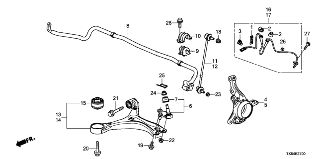 2016 Acura ILX Sensor Assembly, Left Front Diagram for 57455TR3A02