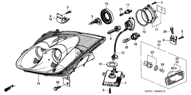 2005 Acura NSX  Screw, Special Tapping (4X12) Diagram for 33107S0AJ01