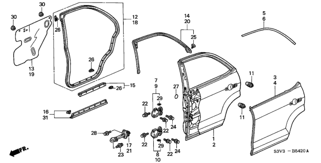 2005 Acura MDX  Skin, Right Rear Door Diagram for 67611S3VA01ZZ