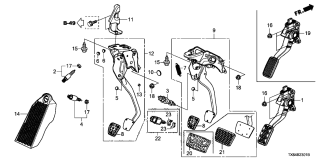 2014 Acura ILX  Pedal, Clutch Diagram for 46910TR0L41