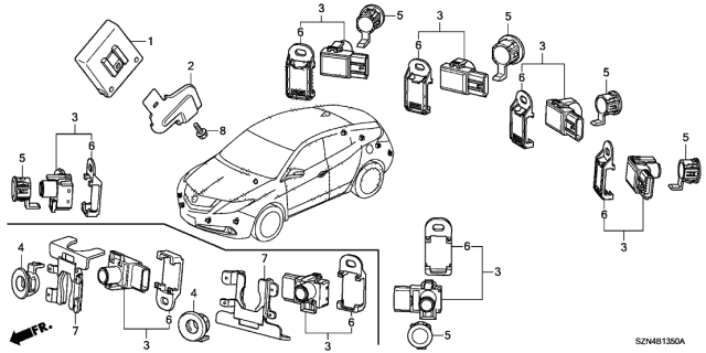 2013 Acura ZDX Sensor Assembly, Parking (Graphite Luster Metallic) Diagram for 39680TL0G01B2
