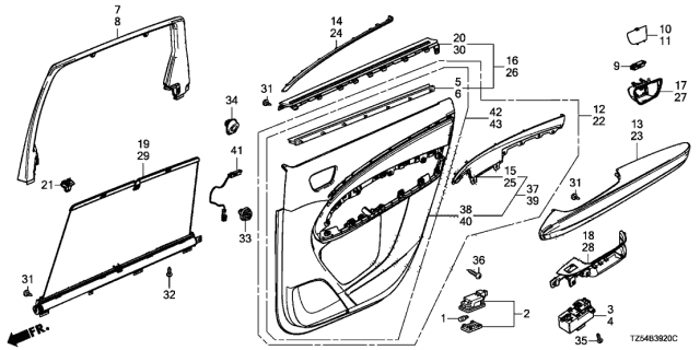 2017 Acura MDX  Garnish, Passenger Side (Premium Black) Diagram for 83731TZ5A21ZB