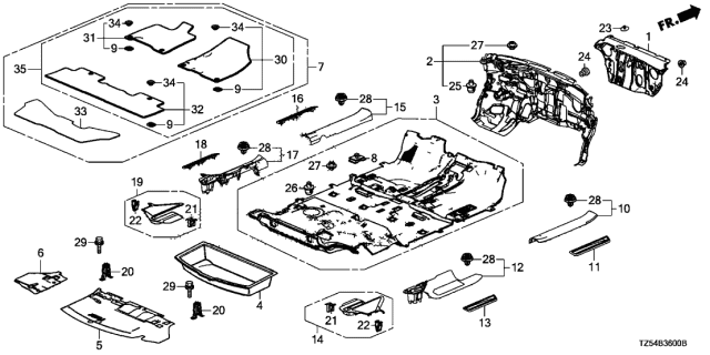 2017 Acura MDX  Garnish, Driver Side (Premium Black) Diagram for 84262TZ5A00ZB