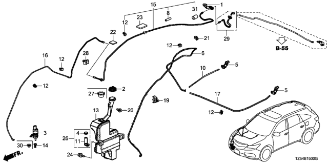 2014 Acura MDX  Tank Complete , Washer Diagram for 76841TZ5A12