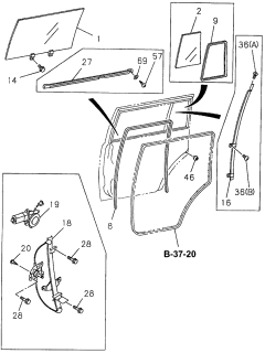 1997 Acura SLX Sash Assembly, Driver Side Division Diagram for 8943585844