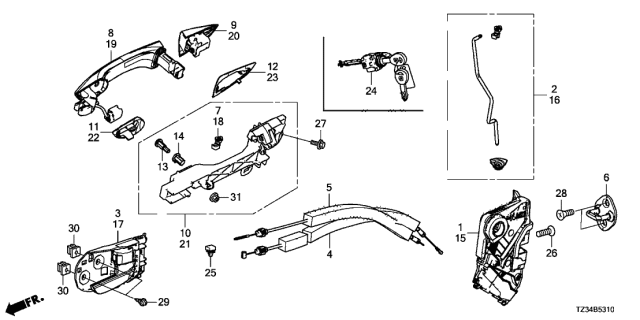 2018 Acura TLX  Handle Co (White Orchid Pearl) Diagram for 72141TZ3A71ZD