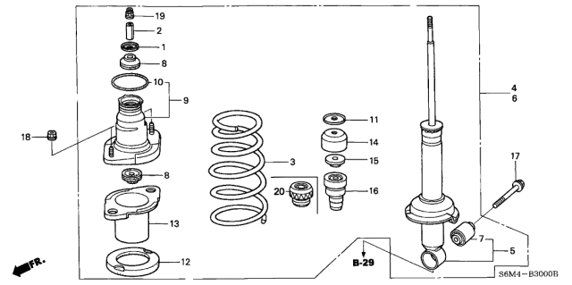2003 Acura RSX  Rubber, Bump Stop Diagram for 52722S5A004