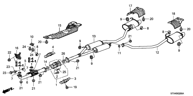 2009 Acura MDX  Plate, Passenger Side Muffler Baffle Diagram for 74655STXA00