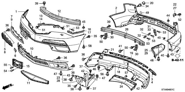 2010 Acura MDX  Cover Passenger Side, Bsi Radar Diagram for 71509STXA00