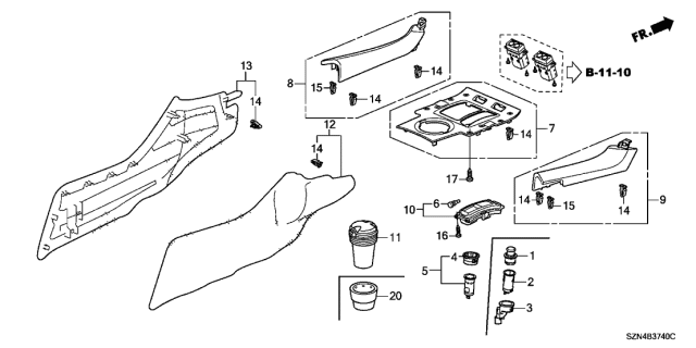 2011 Acura ZDX Garnish, Driver Leather (Premium Black) Diagram for 77298SZNA01ZA
