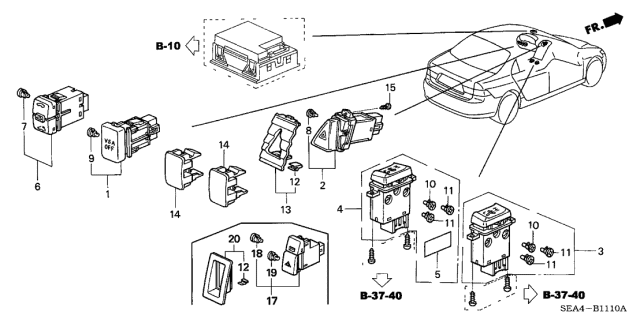 2006 Acura TSX  Bulb (14V 40Ma) Diagram for 35850SEAJ01