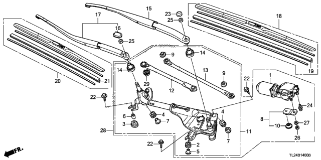 2009 Acura TSX  Windshield Wiper Blade (600MM) (Driver Side) Diagram for 76620TL0G01
