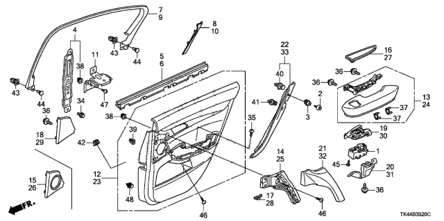 2010 Acura TL  Armrest Assembly, Right Rear Door Lining (Gray) Diagram for 83702TK4A02ZA