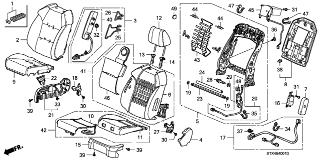 2009 Acura MDX  Wire B, Right Front Airbag Diagram for 81282STXA01