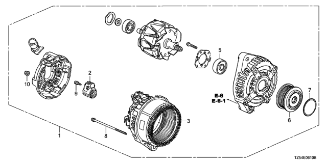 2016 Acura MDX  Alternator Assembly Diagram for 063115J6505RM