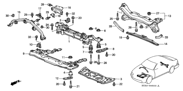 1999 Acura RL  Beam, Rear Diagram for 50200SZ3A00