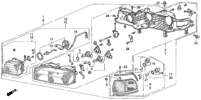 1992 Acura Vigor Bulb, Headlight (HB4) (12V 51W) (Philips) Diagram for 33116TA0A01