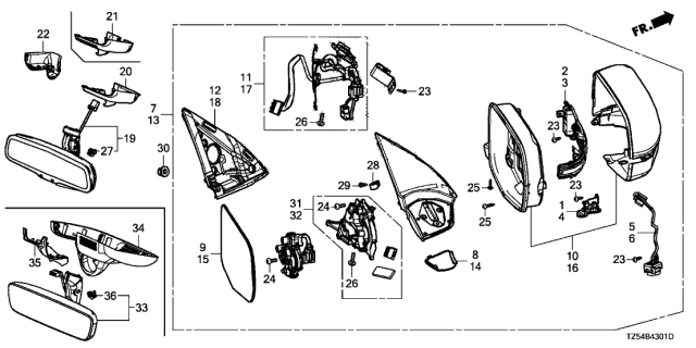 2017 Acura MDX  Mirror Assembly, Rearview (Automatic Day/Night) Diagram for 76400TZ5A41
