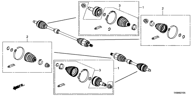 2014 Acura ILX Hybrid Boot Set, Inboard Diagram for 44017TR0A01