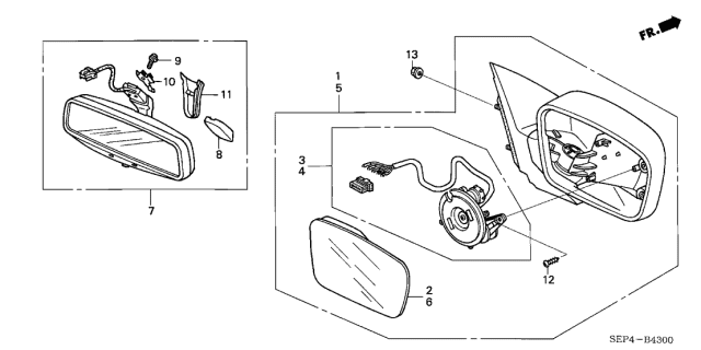 2006 Acura TL  Mirror Assembly, Driver Side Door (Nighthawk Black Pearl) (R.C.) Diagram for 76250SEPA02ZB