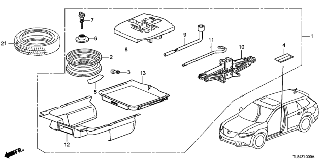 2013 Acura TSX Bar, Jack Diagram for 89320S05003