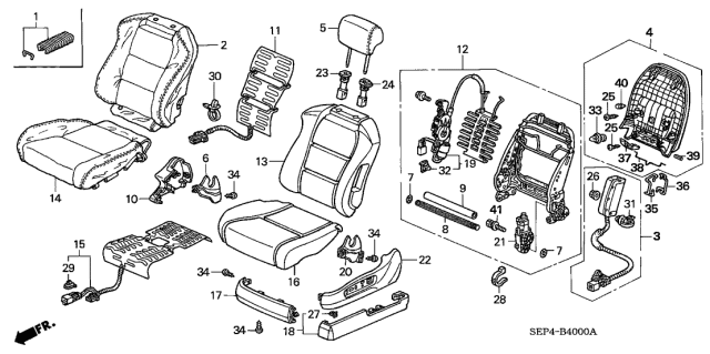 2005 Acura TL Heater, Left Front Seat-Back Diagram for 81524SEPA01