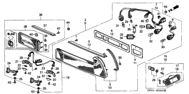 2001 Acura NSX Bulb, Stop & Taillight (12V 27/7W) Diagram for 34906SA5671