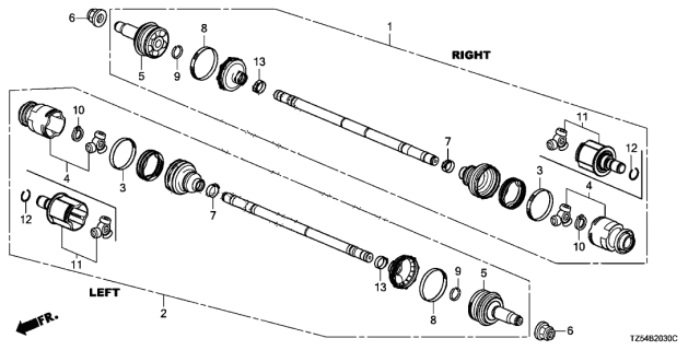 2018 Acura MDX  Driveshaft Assembly, Driver Side Diagram for 42311TZ6A11