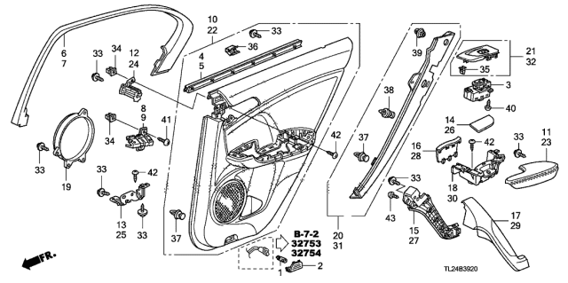 2012 Acura TSX  Garnish Assembly, Left Rear Door End (Premium Black) Diagram for 83780TL0G02ZB