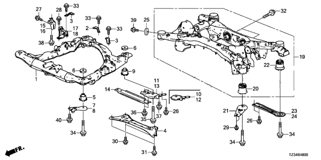 2020 Acura TLX  Bolt, Flange (10X35) Diagram for 90164S5B000