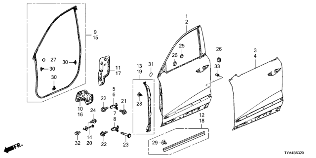 2022 Acura MDX Checker Complete, Left Front Diagram for 72380TYAA01