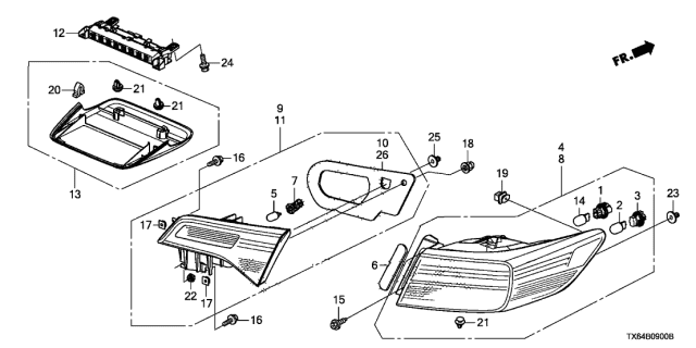 2013 Acura ILX Bulb (T20 12V 21/5W) Diagram for 34906S30003