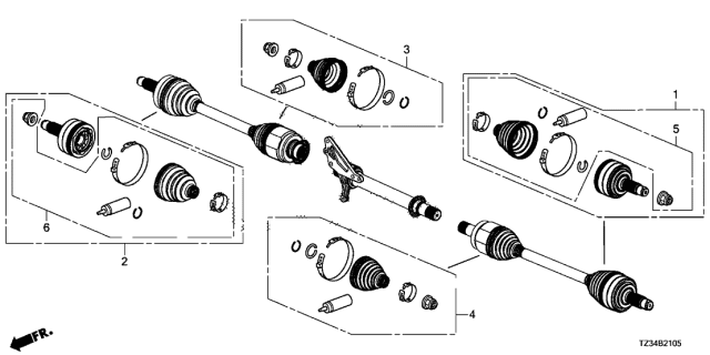 2020 Acura TLX Boot Set, Outboard Diagram for 44018TZ4305