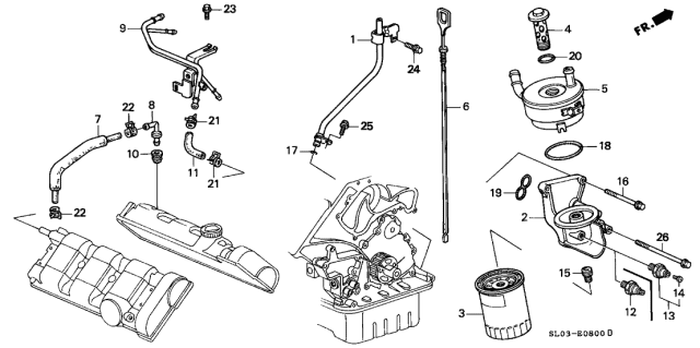 1996 Acura NSX  Cooler, Engine Oil Diagram for 15600PR7A01