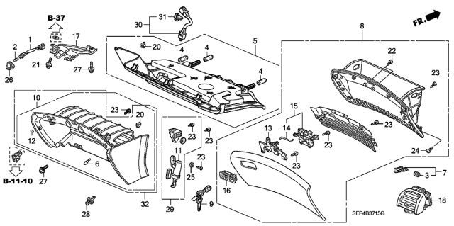 2007 Acura TL  Clip, Tailgate (Graphite Black) Diagram for 91550S50000ZL