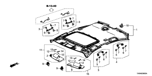 2017 Acura ILX Sunvisor L (Graphite Black) Diagram for 83280TV9A83ZC