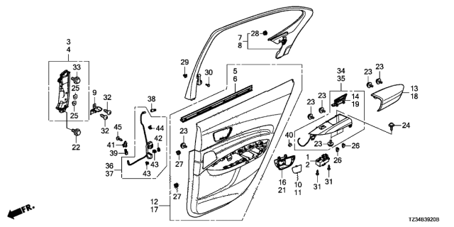 2019 Acura TLX  Armrest, Rear (Type Z) Diagram for 83702TZ3A01ZE