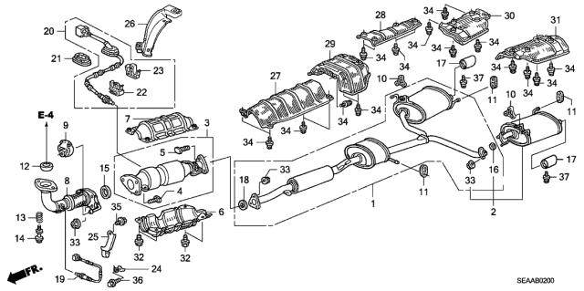 2008 Acura TSX Gasket, Muffler Diagram for 18303SM4020